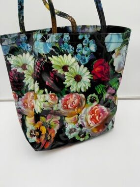Ted Baker London Dark Floral PVC Shopping Tote Reusable Designer Retail Bag